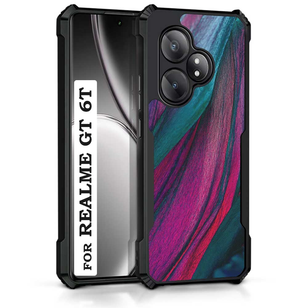 Coberta Back Cover For Realme GT 6T Back Cover Case - Pink Cyan dark Marble design PT99 D13619