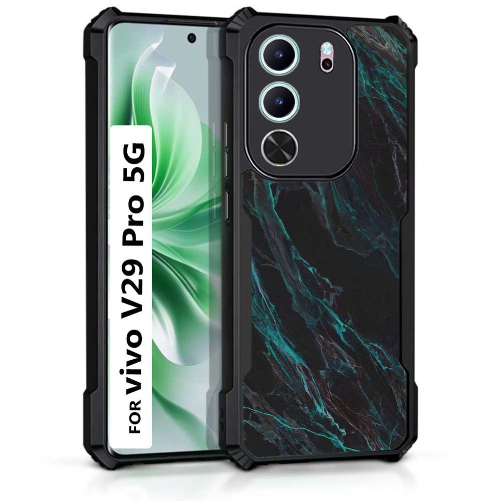 Coberta Back Cover For Vivo V29 Pro 5G Back Cover Case - Black and Deep Green Marble PT99 D13689