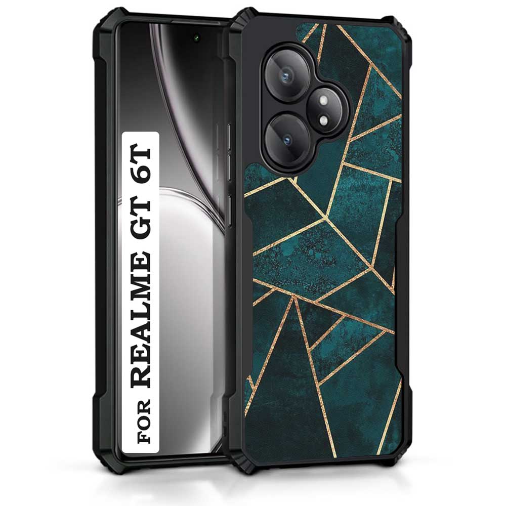 Coberta Back Cover For Realme GT 6T Back Cover Case - Dark Green golden abstract PT99 D14984