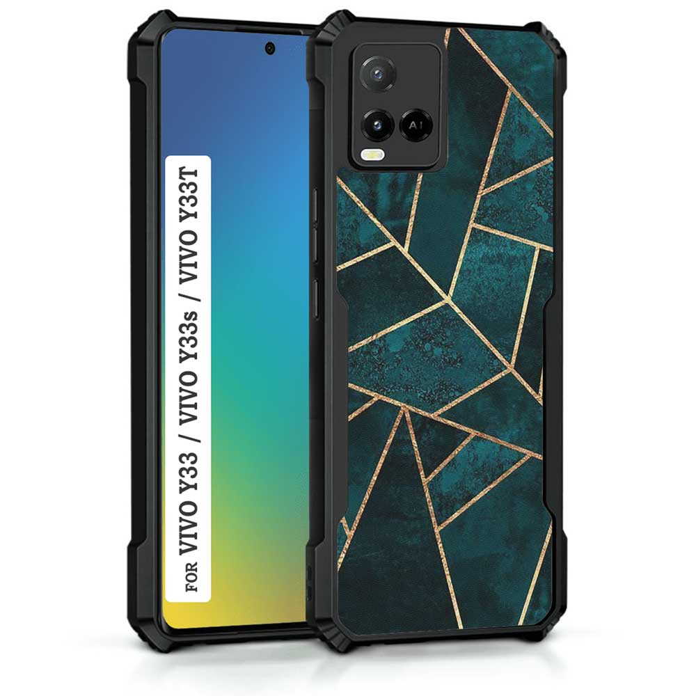 Coberta Back Cover For Vivo Y33S Back Cover Case - Dark Green golden abstract PT99 D14984