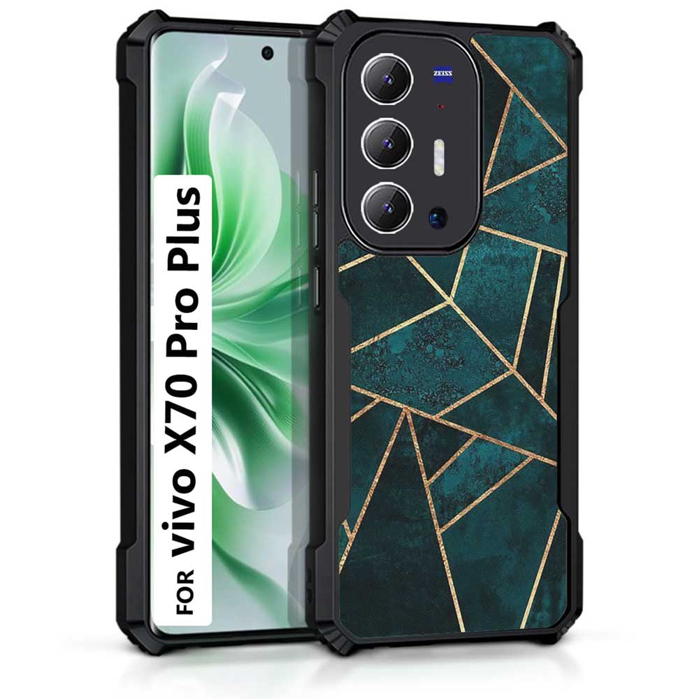 Coberta Back Cover For Vivo X70 Pro Plus Back Cover Case - Dark Green golden abstract PT99 D14984