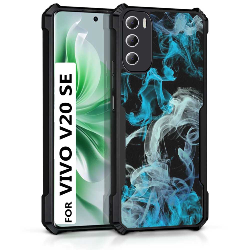 Coberta Back Cover For Vivo V20 SE Back Cover Case - Black grey and blue smoke PT99 D15004