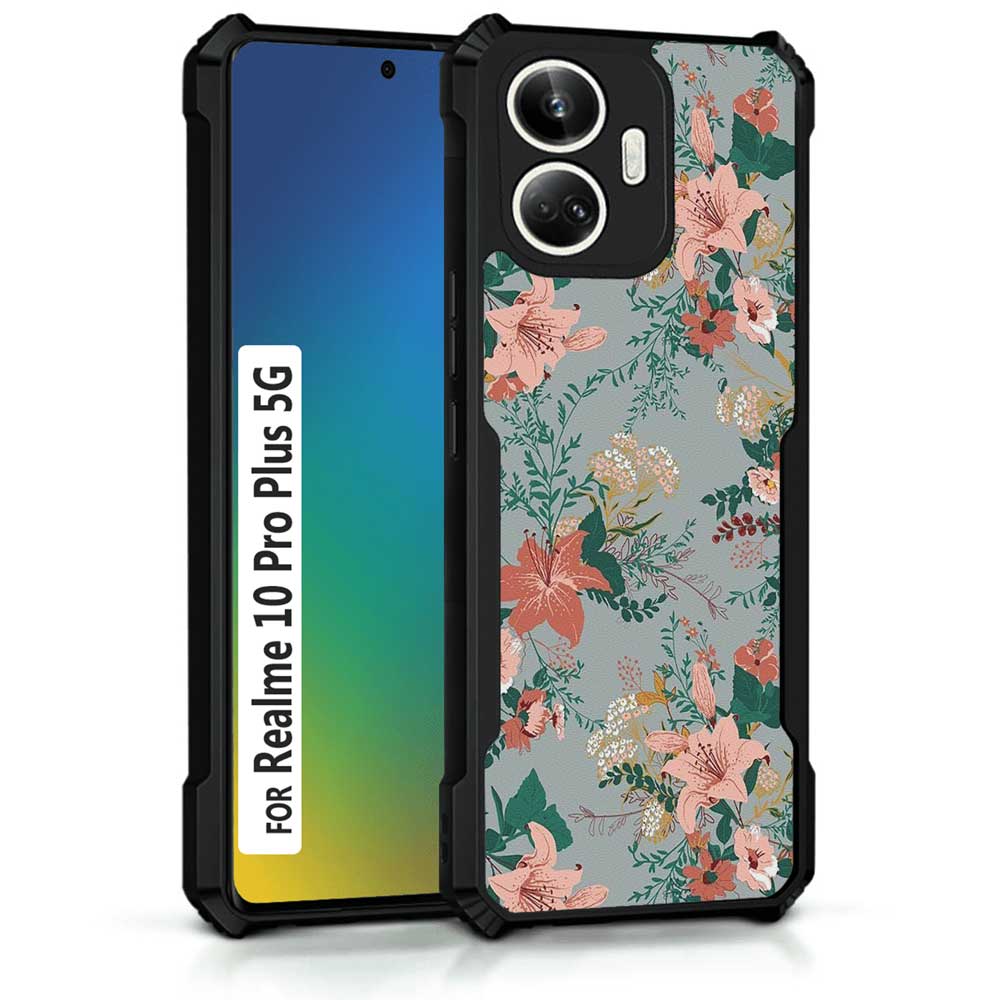 Coberta Back Cover For Realme 10 Pro Plus 5G Back Cover Case - Bluish green Floral PT99 D15035