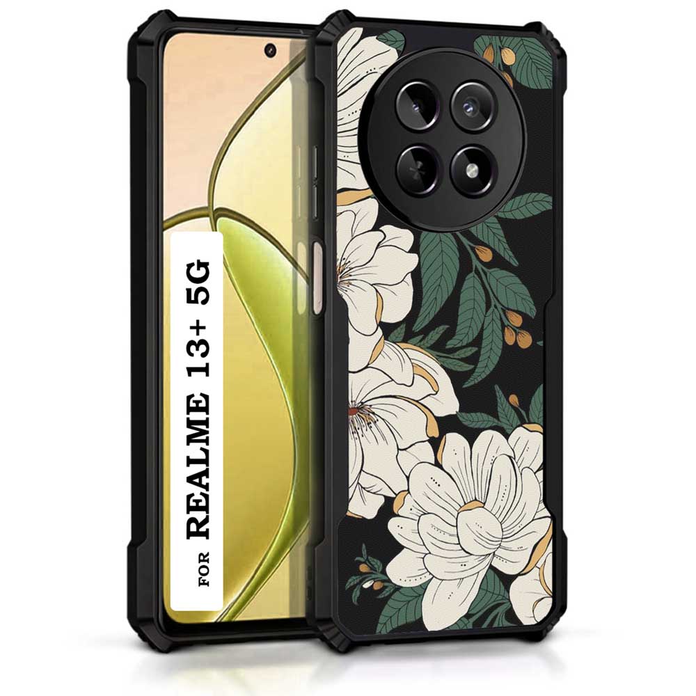 Coberta Back Cover For Realme 13 Plus 5G Back Cover Case - White floral PT99 D15036