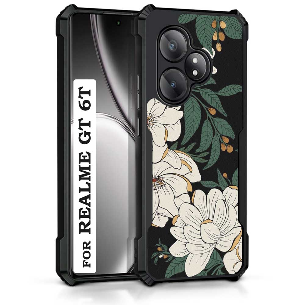 Coberta Back Cover For Realme GT 6T Back Cover Case - White floral PT99 D15036