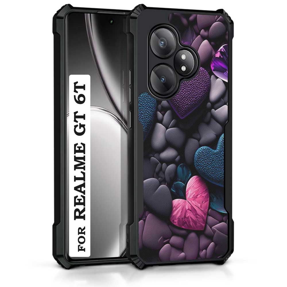 Coberta Back Cover For Realme GT 6T Back Cover Case - Dark color Hearts Confetti Love PT99 D16005