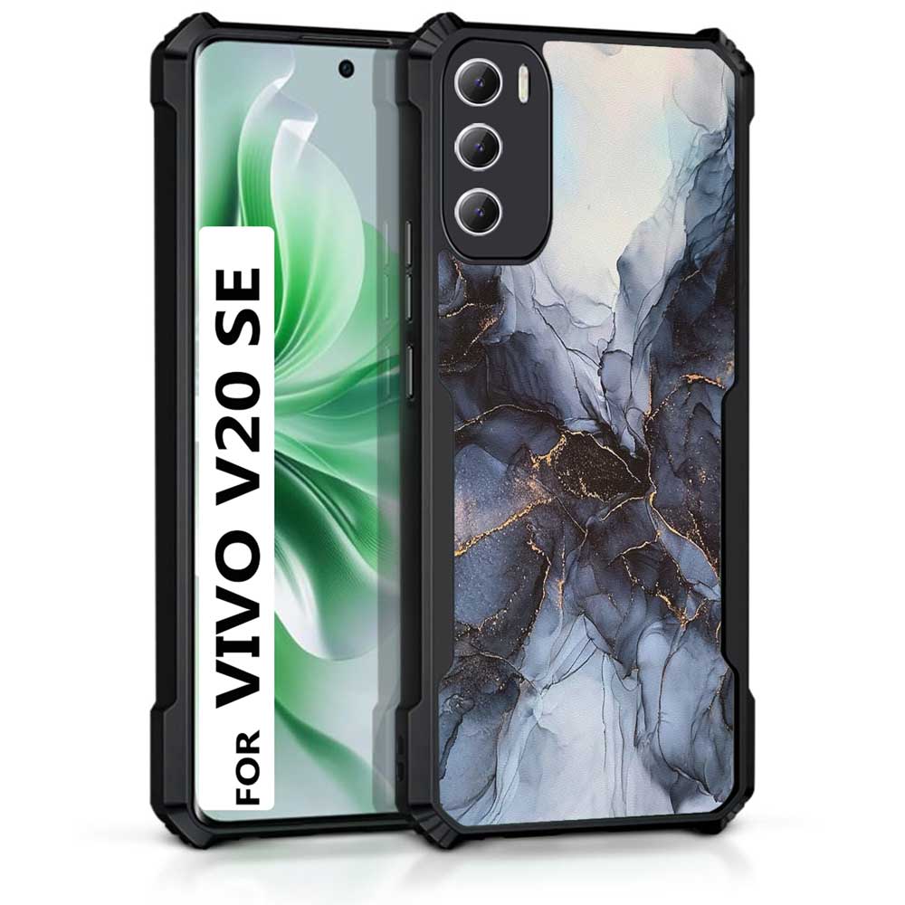 Coberta Back Cover For Vivo V20 SE Back Cover Case - Black grey white marble PT99 D16039
