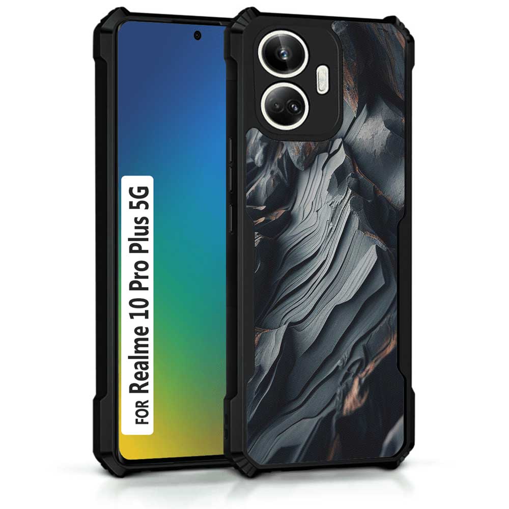 Coberta Back Cover For Realme 10 Pro Plus 5G Back Cover Case - Black and Grey wavy mountains PT99 D16088
