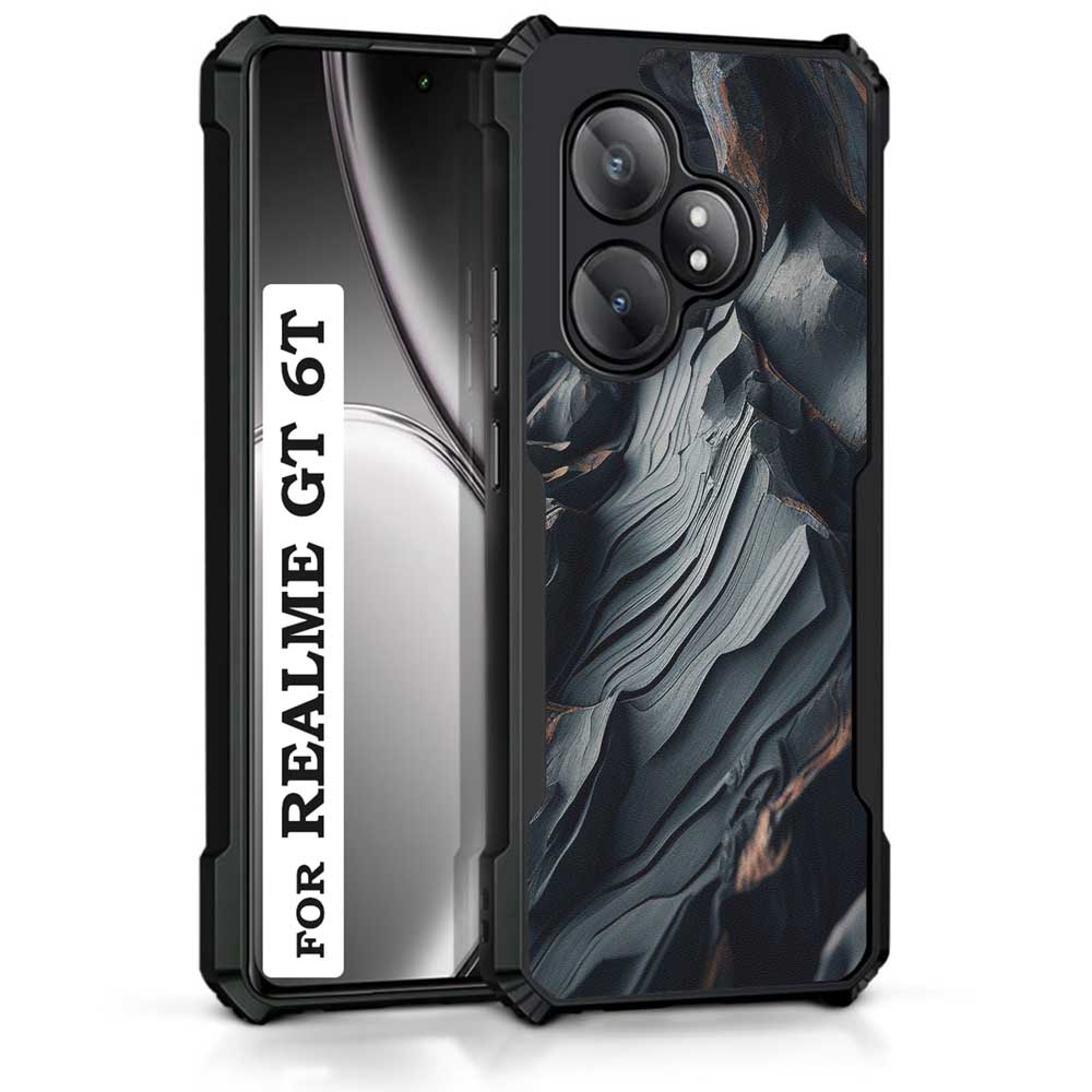 Coberta Back Cover For Realme GT 6T Back Cover Case - Black and Grey wavy mountains PT99 D16088