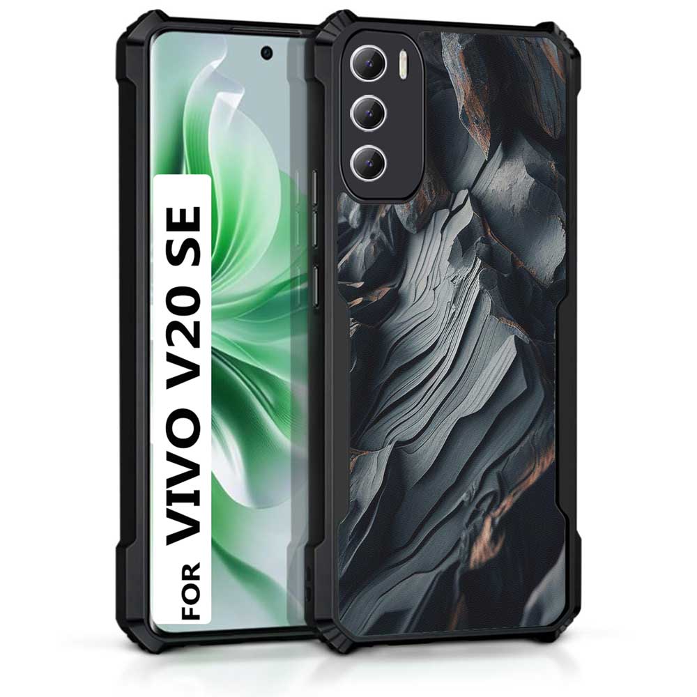 Coberta Back Cover For Vivo V20 SE Back Cover Case - Black and Grey wavy mountains PT99 D16088