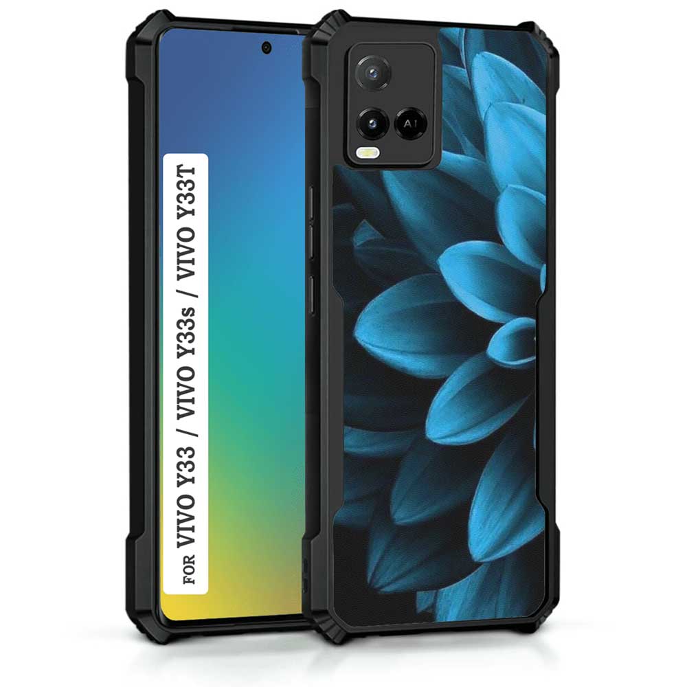 Coberta Back Cover For Vivo Y33S Back Cover Case - Deep Blue Dark black Bright Floral PT99 D16200