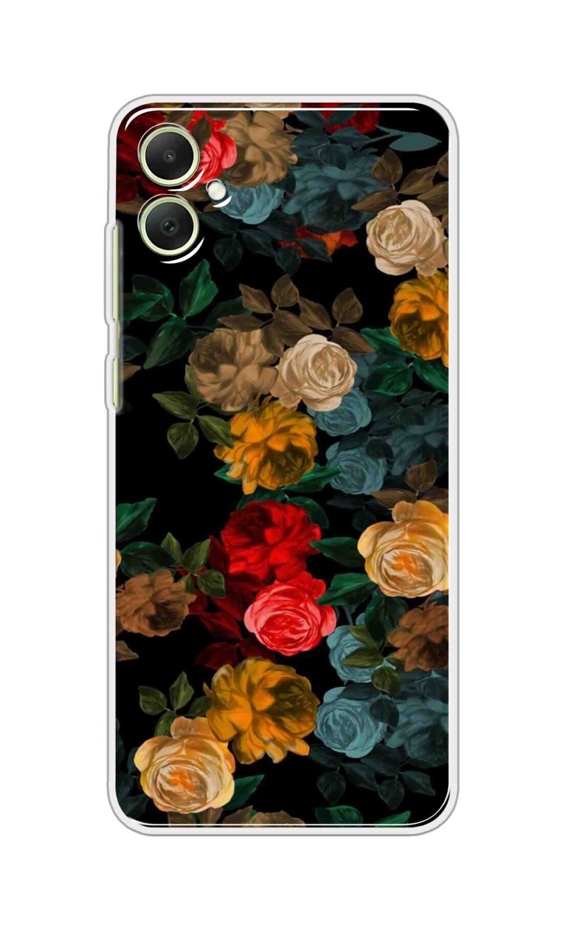 Printed TPU Back Cover For Samsung Galaxy F05 - Beautiful Black Floral D15001