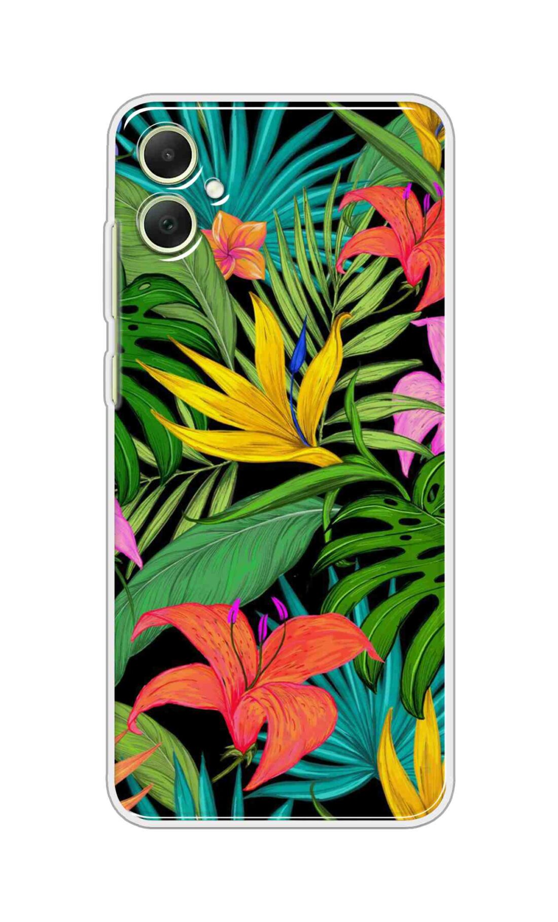 Printed TPU Back Cover For Samsung Galaxy F05 - Multi Flowers and Green Leafs Design D16027