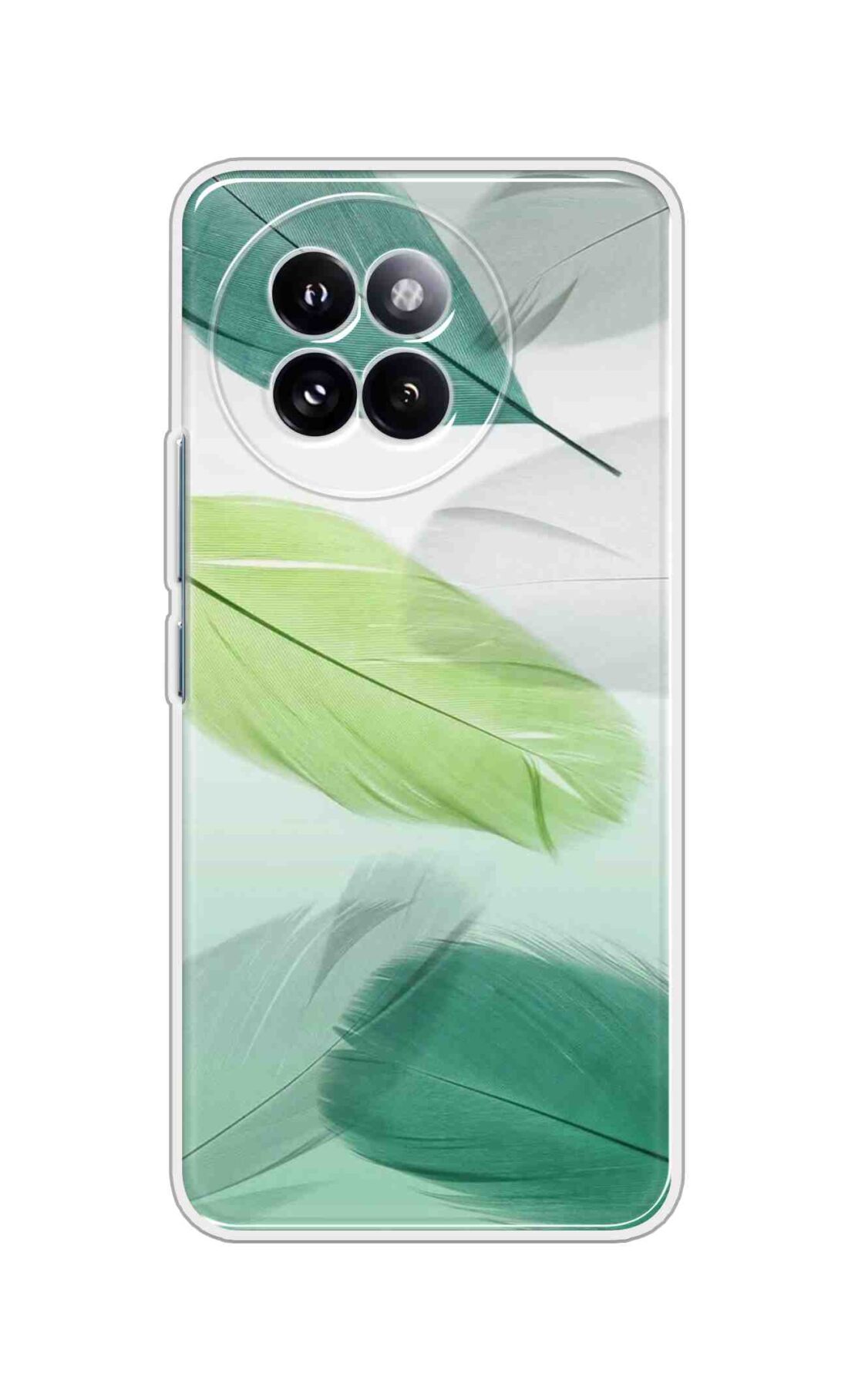 Printed TPU Back Cover For Xiaomi 14 CIVI - Multicolor Green Feathers Pattern D13682
