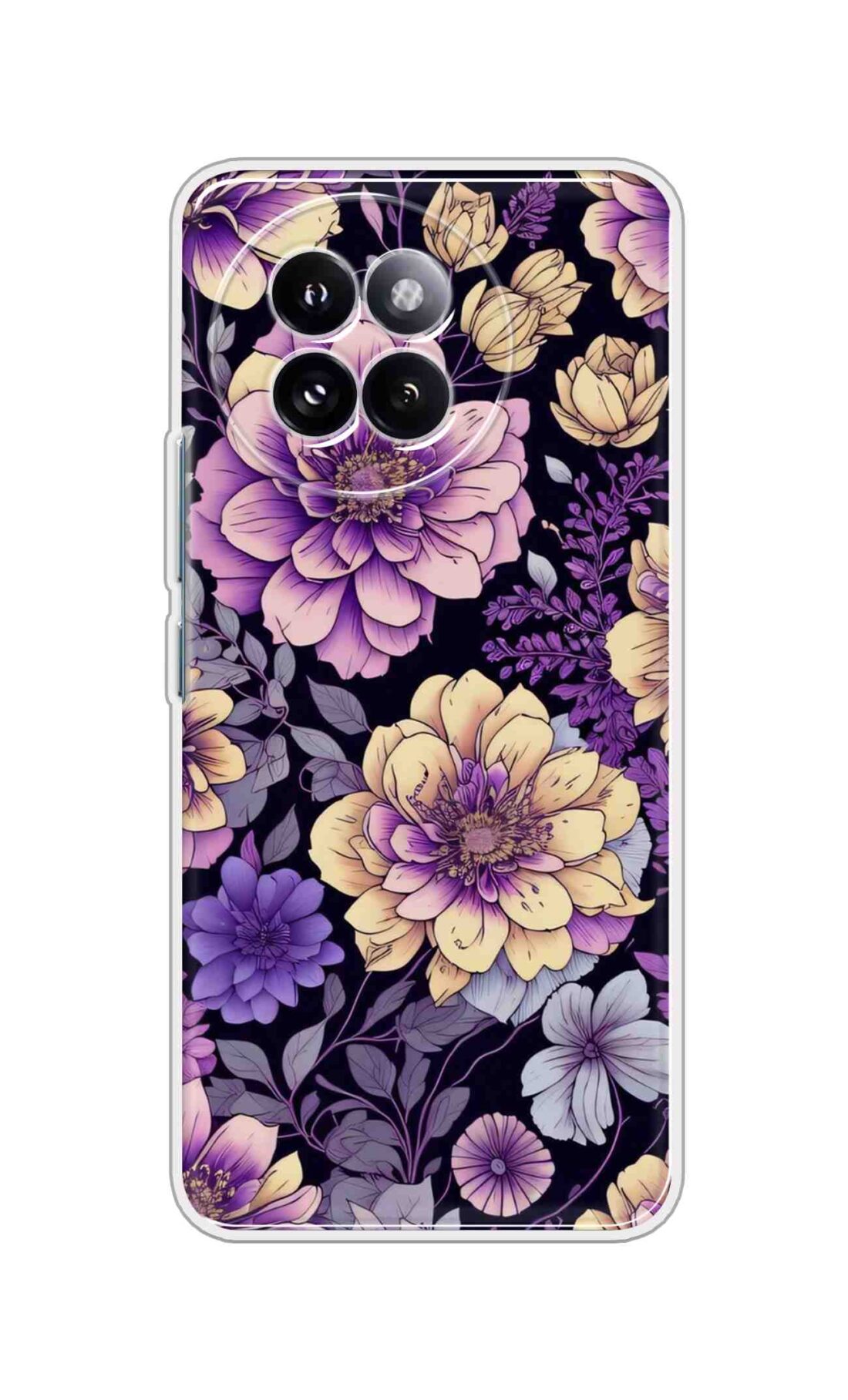 Printed TPU Back Cover For Xiaomi 14 CIVI - Purple and Yellow Rose D16263