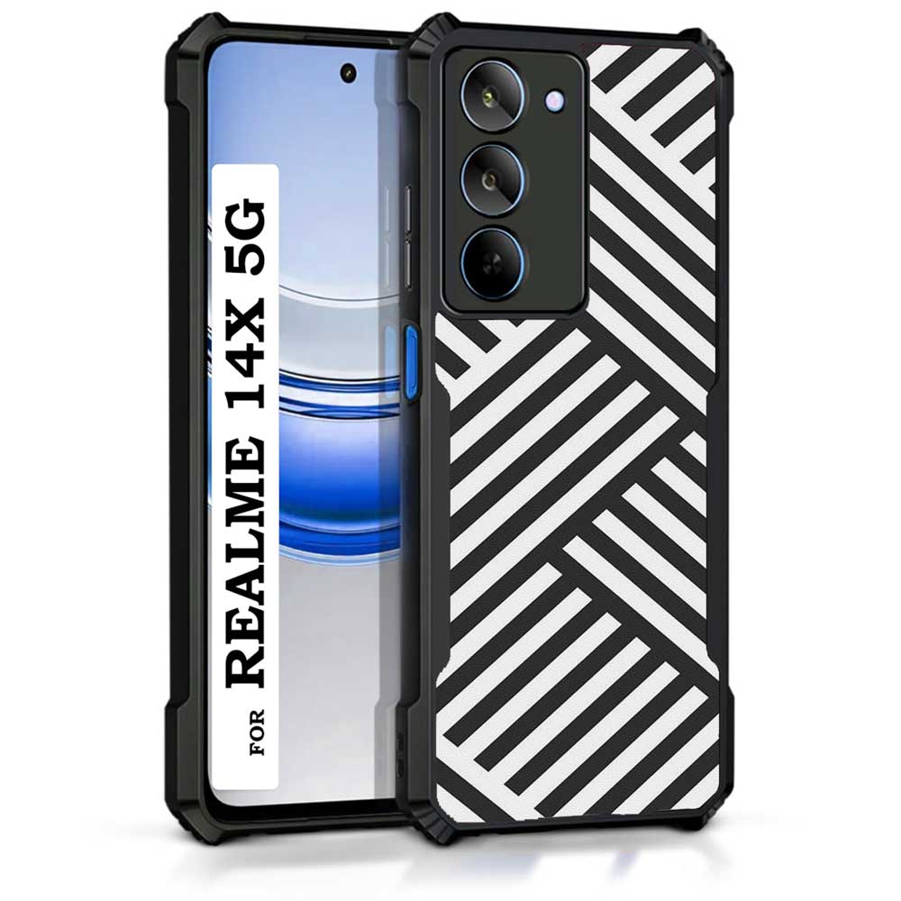 Coberta Back Cover For Realme 14x 5G Back Cover Case - Zig Zag Pattern black and white PT99 D10198