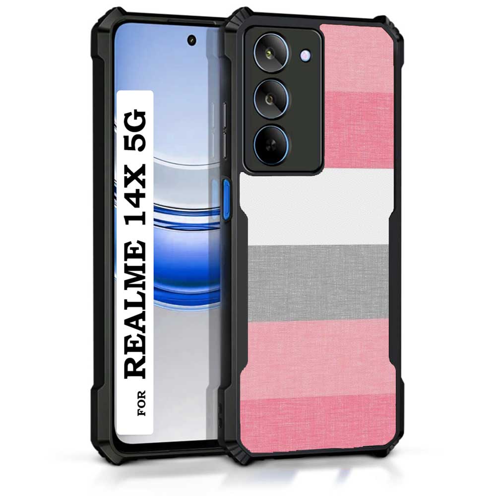 Coberta Back Cover For Realme 14x 5G Back Cover Case - Pink grey and white stripes PT99 D11343