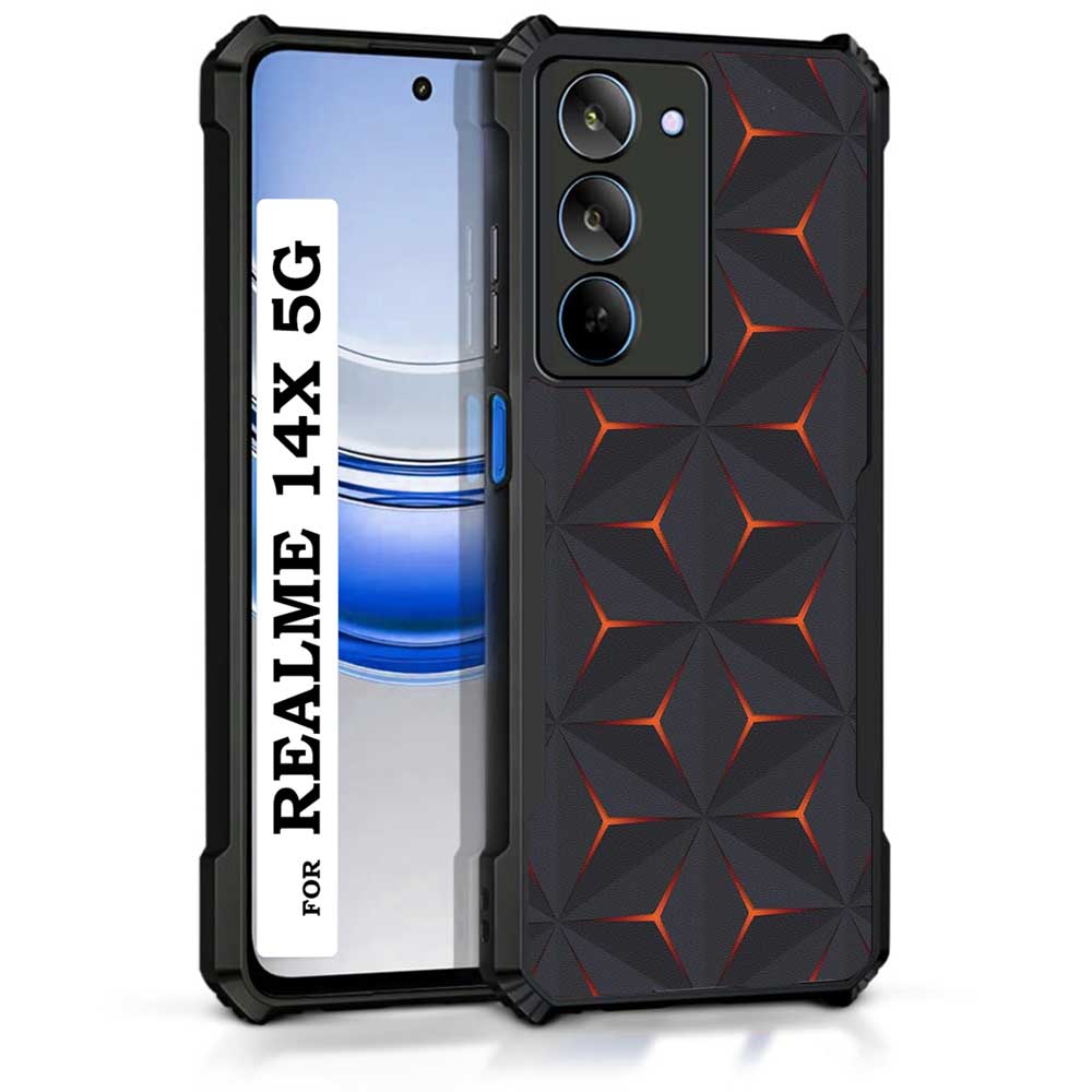 Coberta Back Cover For Realme 14x 5G Back Cover Case - Grey and orange traingles PT99 D11546