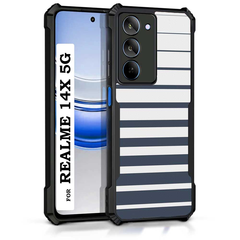 Coberta Back Cover For Realme 14x 5G Back Cover Case - Dark grey and white modern stripes PT99 D11832