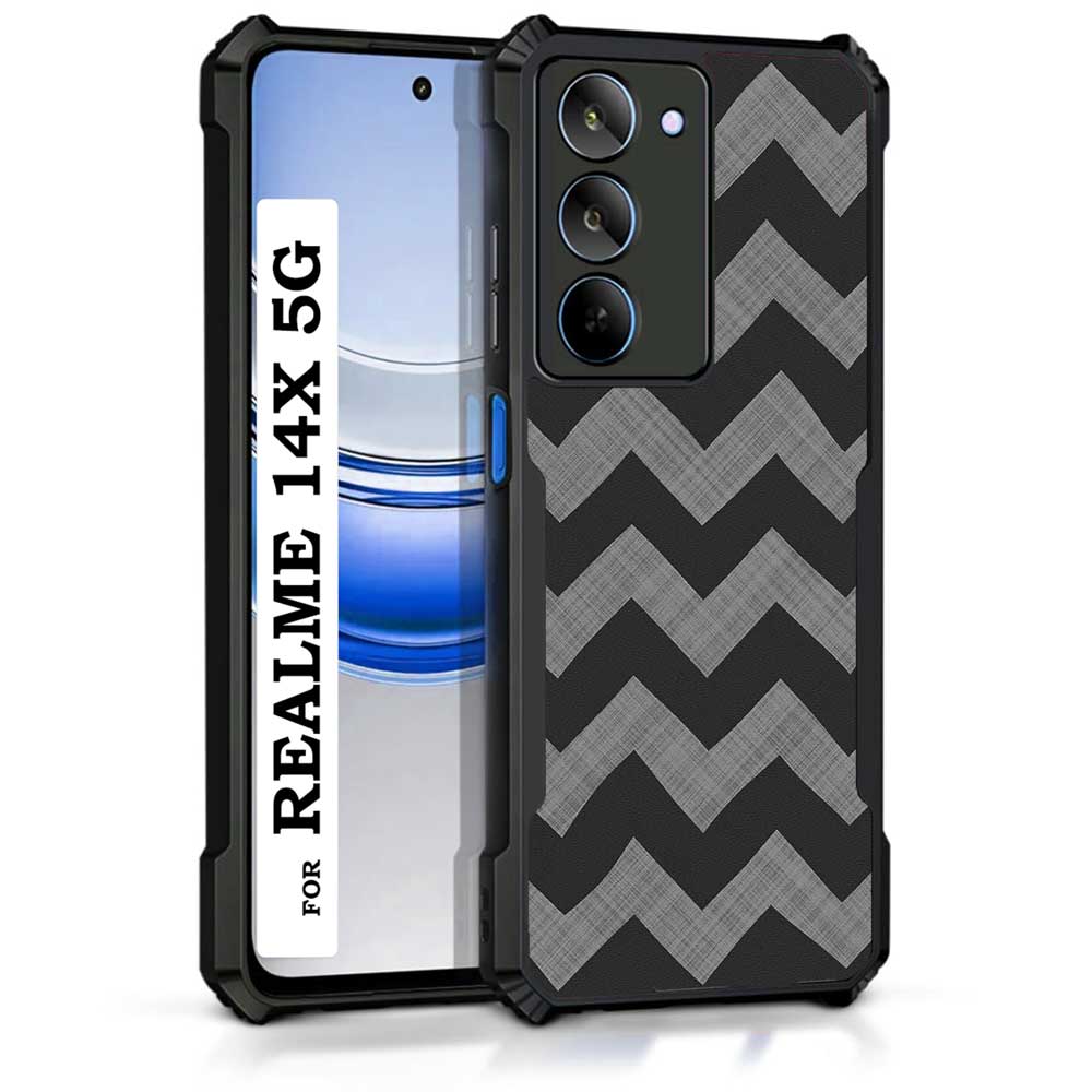 Coberta Back Cover For Realme 14x 5G Back Cover Case - Grey black zig zag pattern PT99 D11862