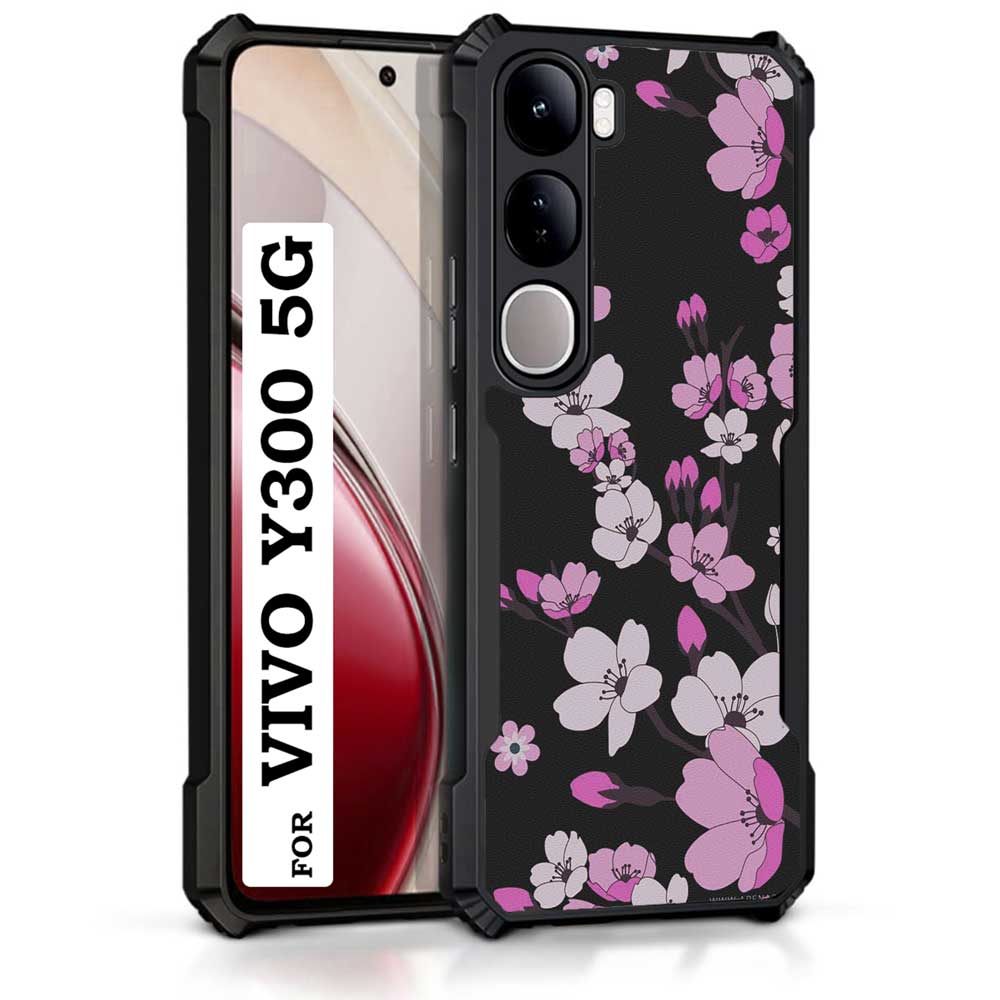 Coberta Back Cover For Vivo Y300 5G Back Cover Case - Black and Purple Floral PT99 D12575