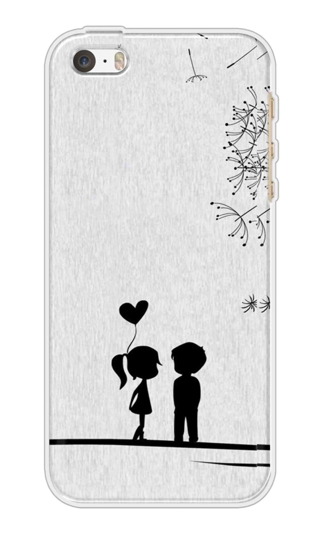 Printed TPU Back Cover For Apple iPhone 5s - Girl Boy Gift Love on White Background D11018