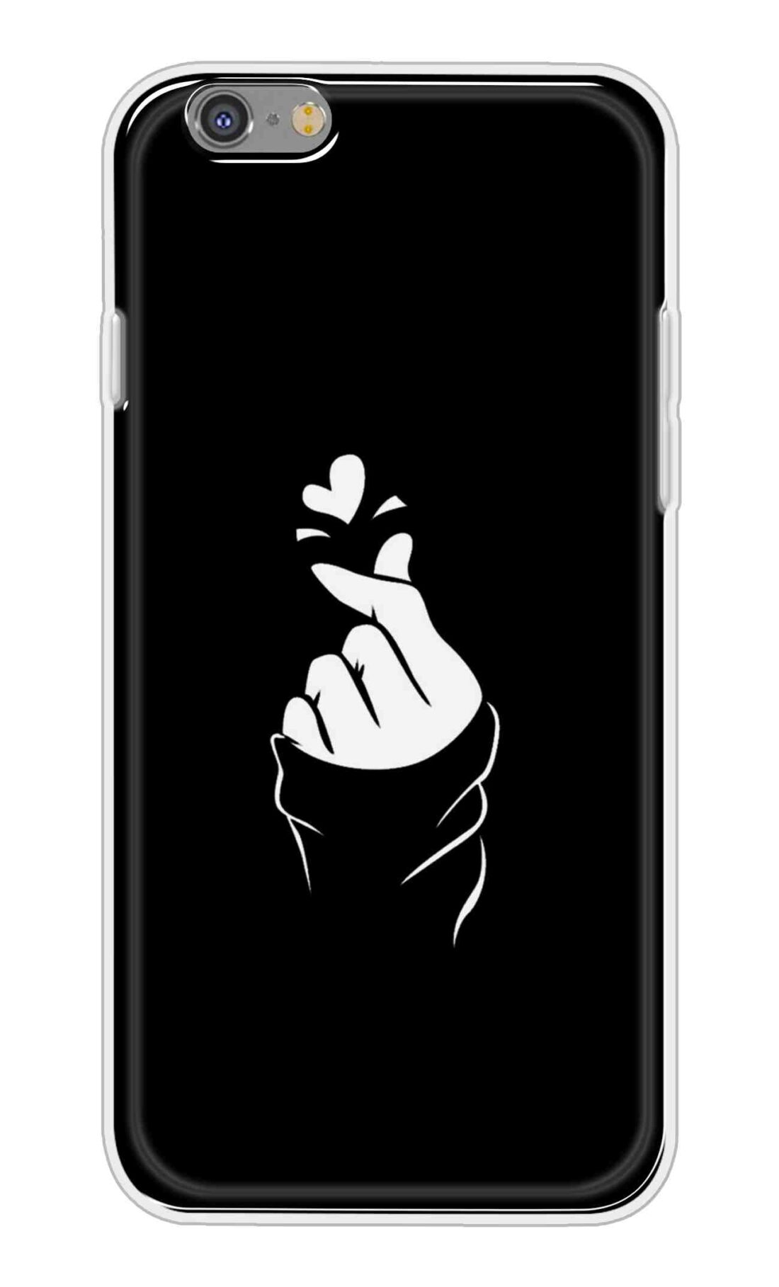 Printed TPU Back Cover For Apple iPhone 6s - Black Korean Heart Pattern D11802