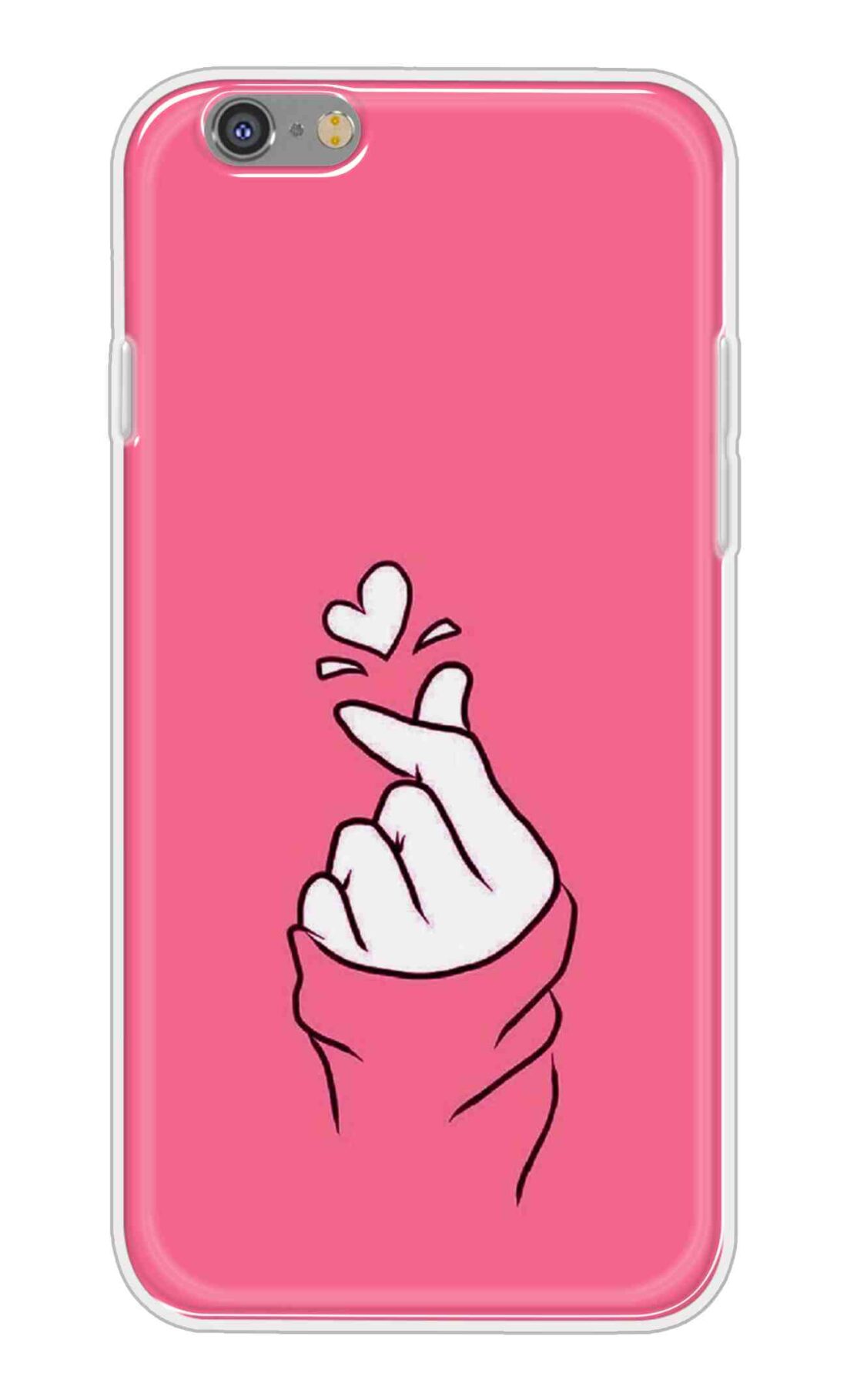 Printed TPU Back Cover For Apple iPhone 6s - Pink Korean Heart D11965