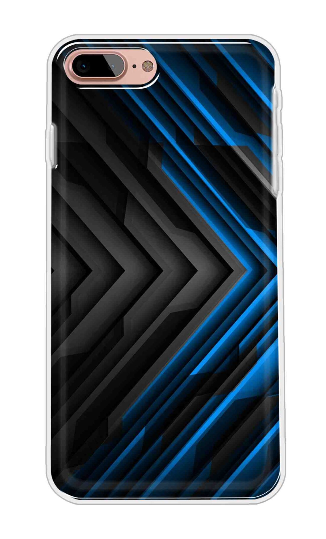 Printed TPU Back Cover For Apple iPhone 7 Plus - Black and Blue 3D Design D11682