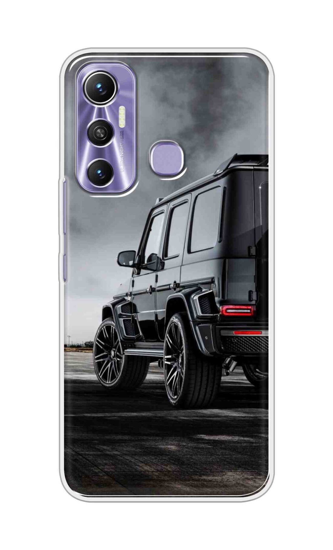 Printed TPU Back Cover For Infinix Hot 11 - Black Car Design D11967