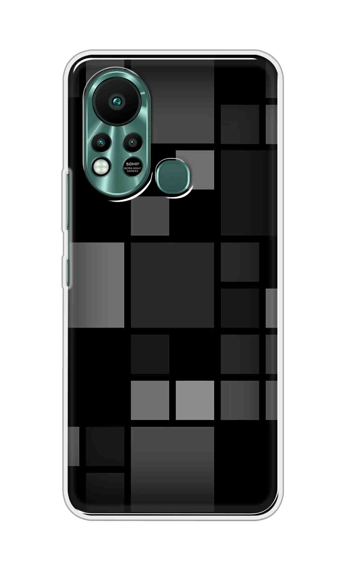 Printed TPU Back Cover For Infinix Hot 11s - Black Grey Boxes D11026