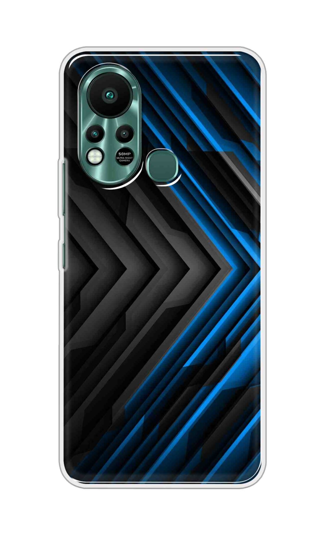 Printed TPU Back Cover For Infinix Hot 11s - Black and Blue 3D Design D11682