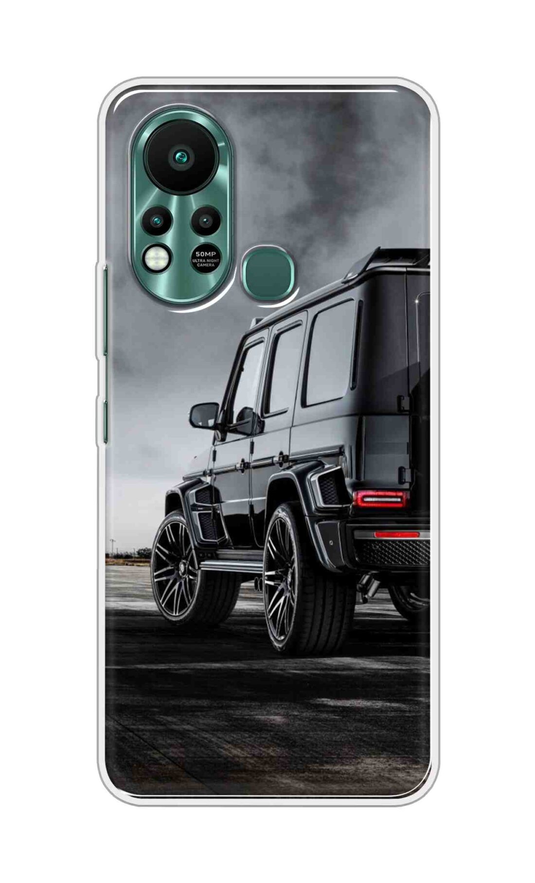 Printed TPU Back Cover For Infinix Hot 11s - Black Car Design D11967