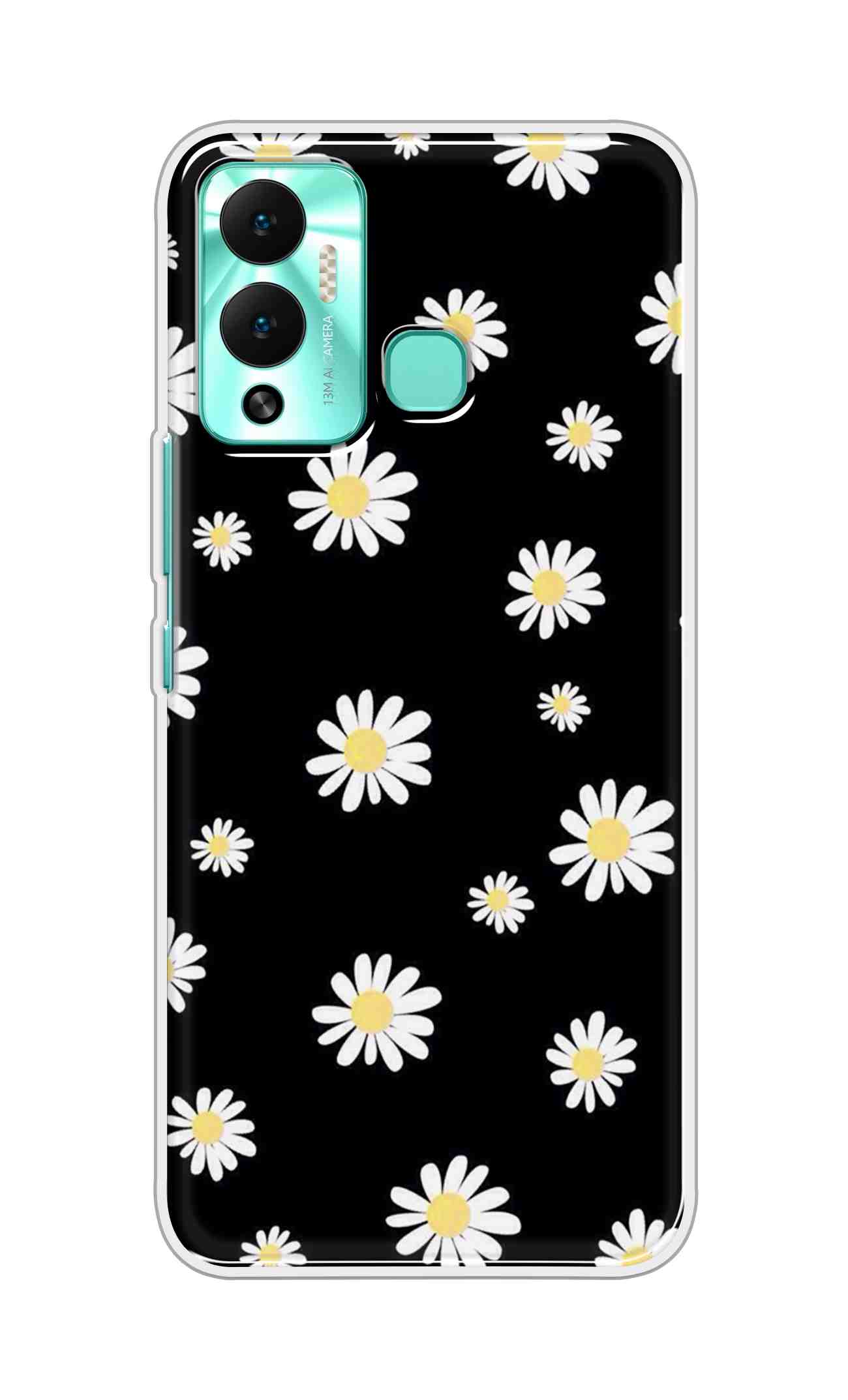 Printed TPU Back Cover For Infinix Hot 12 Play - White Flowers Design D11094