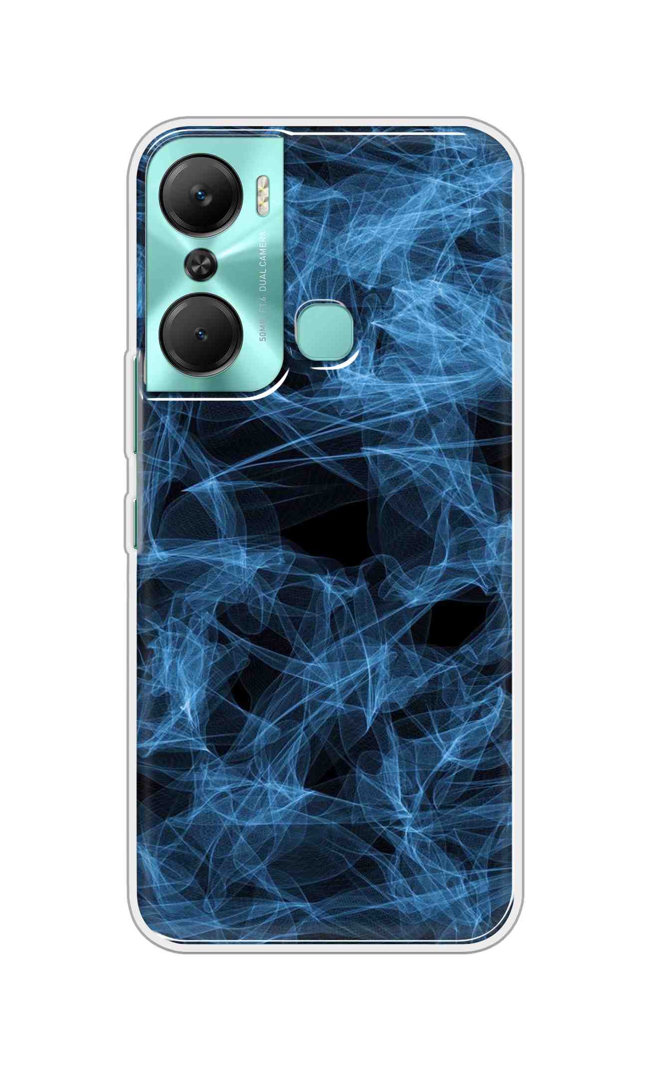 Printed TPU Back Cover For Infinix Hot 12 Pro - Black Blue Smoke Design D11824