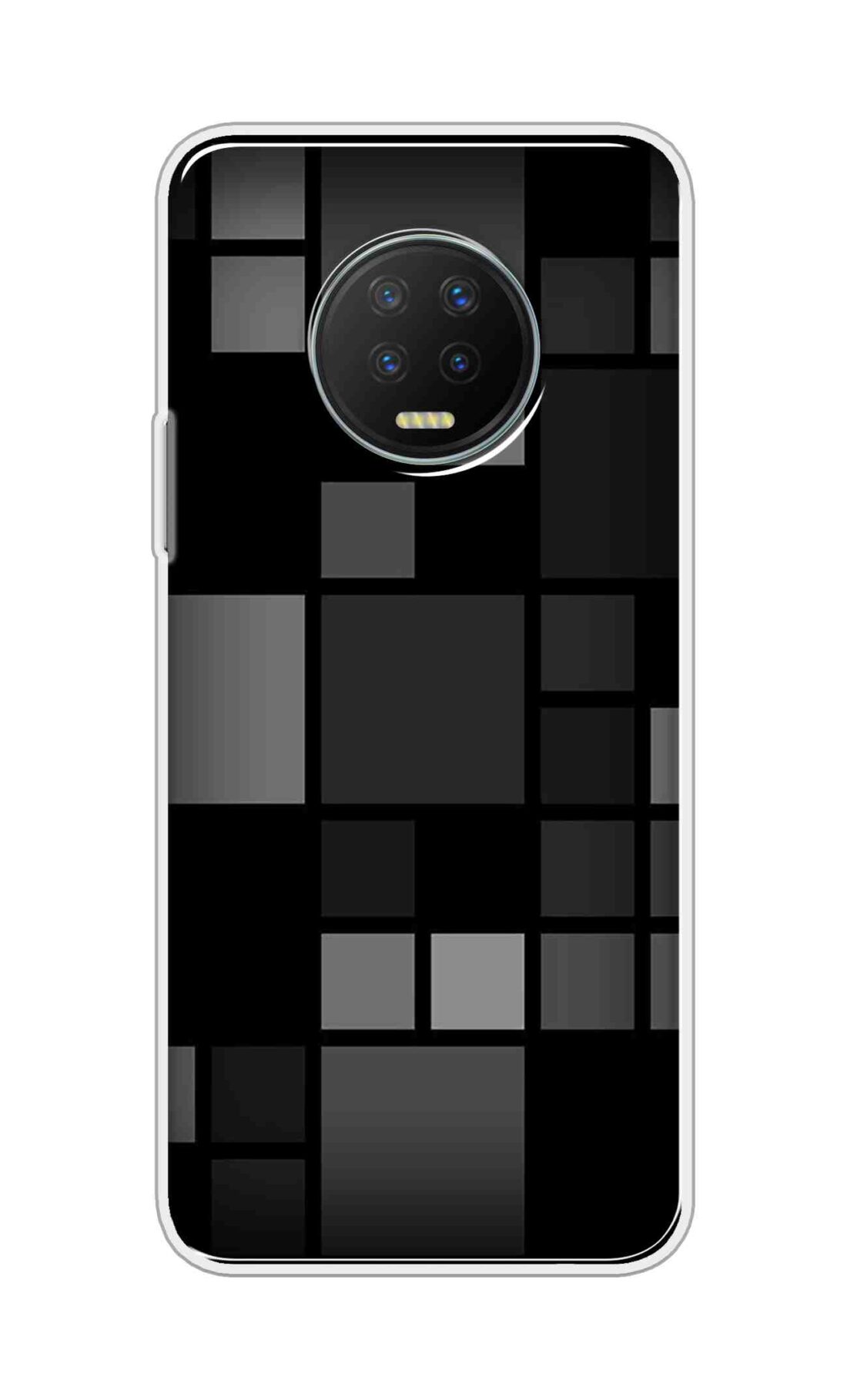 Printed TPU Back Cover For Infinix Note 7 - Black Grey Boxes D11026