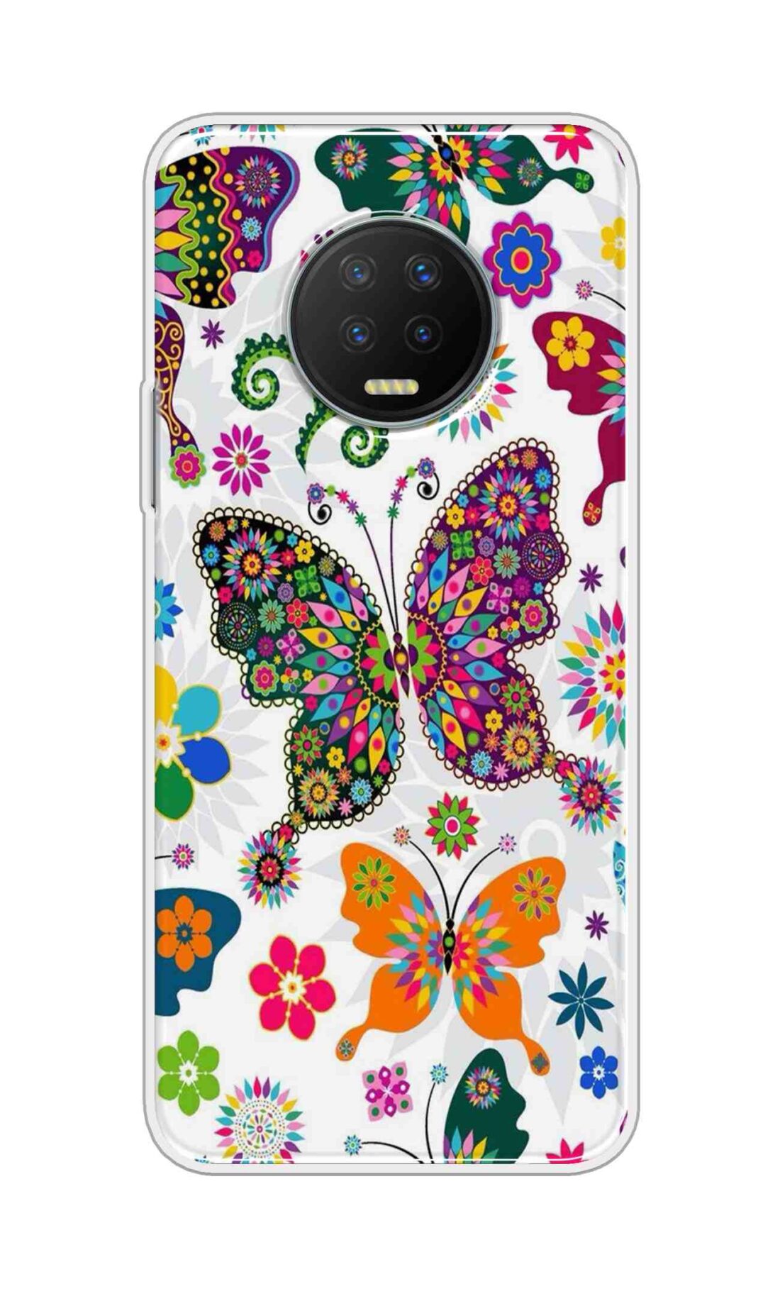 Printed TPU Back Cover For Infinix Note 7 - Colourful Butterflies D11038