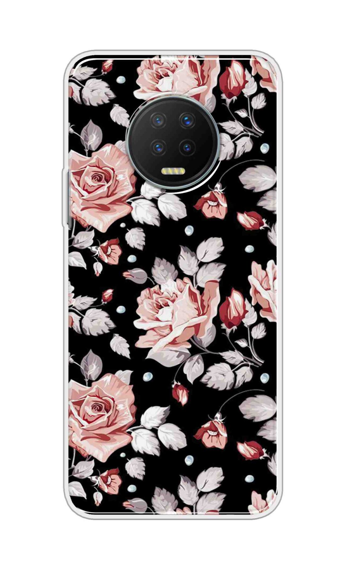 Printed TPU Back Cover For Infinix Note 7 - Iced Floral Black D13077