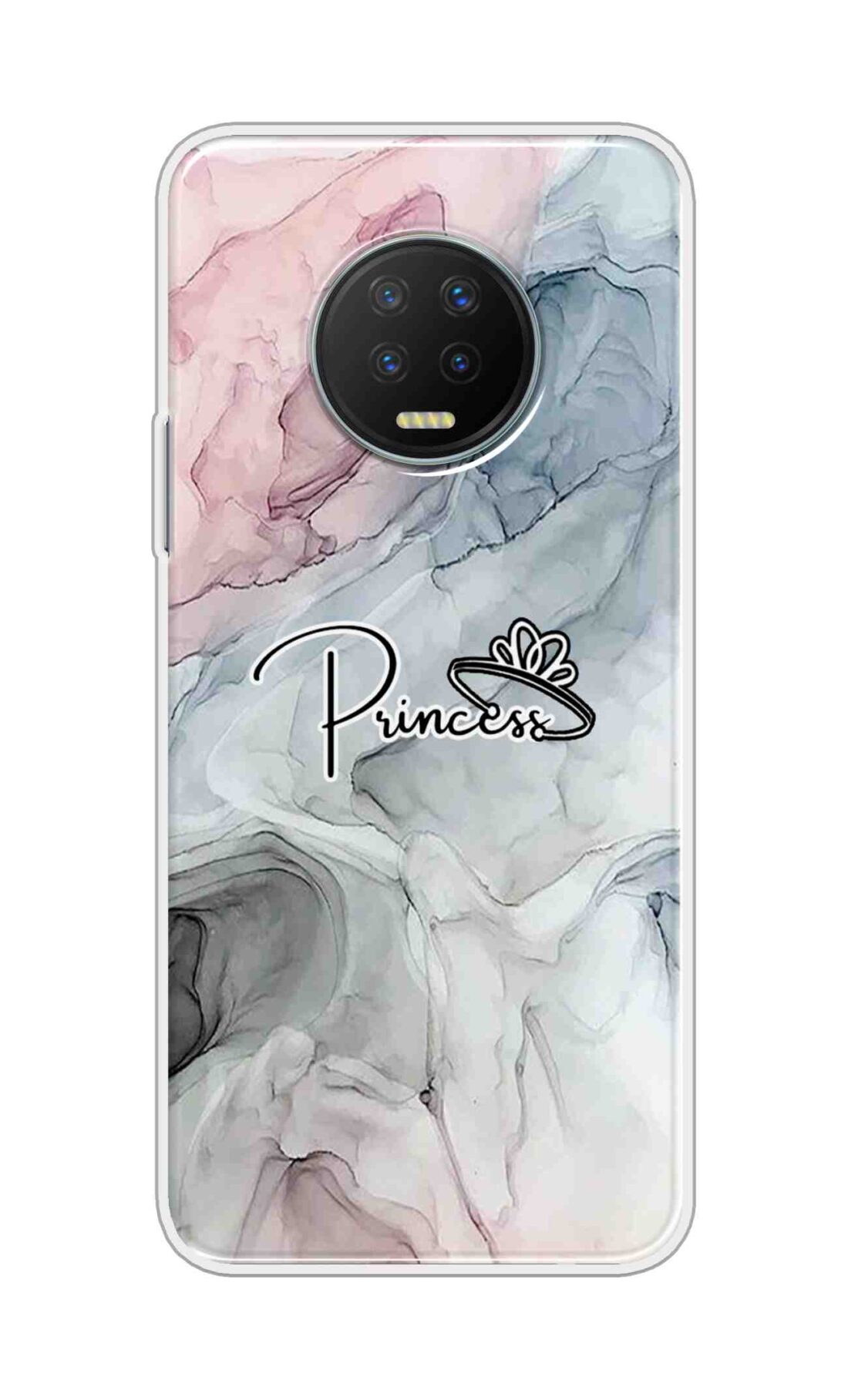 Printed TPU Back Cover For Infinix Note 7 - Princess in Pink Gray Marble Design D13353