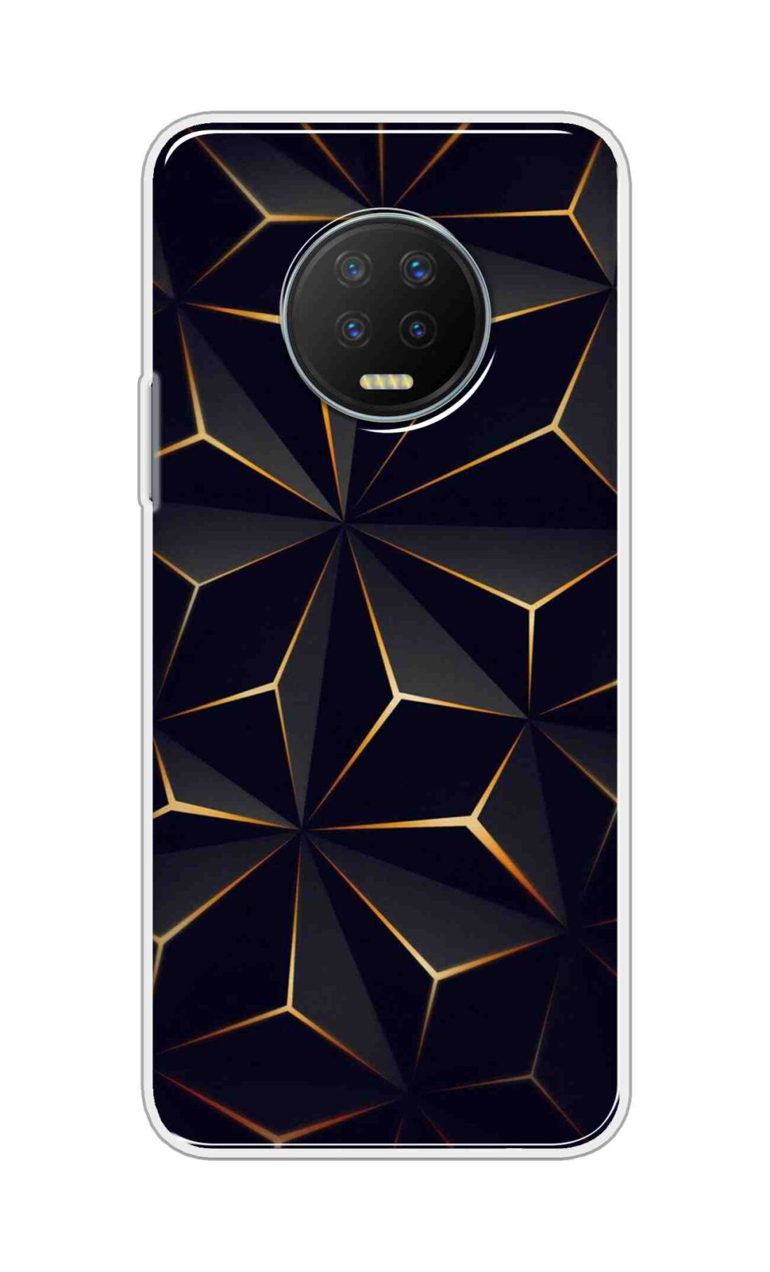 Printed TPU Back Cover For Infinix Note 7 - Black and Golden 3D Pattern D13644