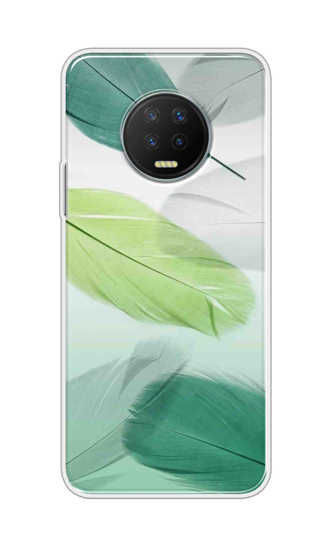 Printed TPU Back Cover For Infinix Note 7 - Multicolor Green Feathers Pattern D13682