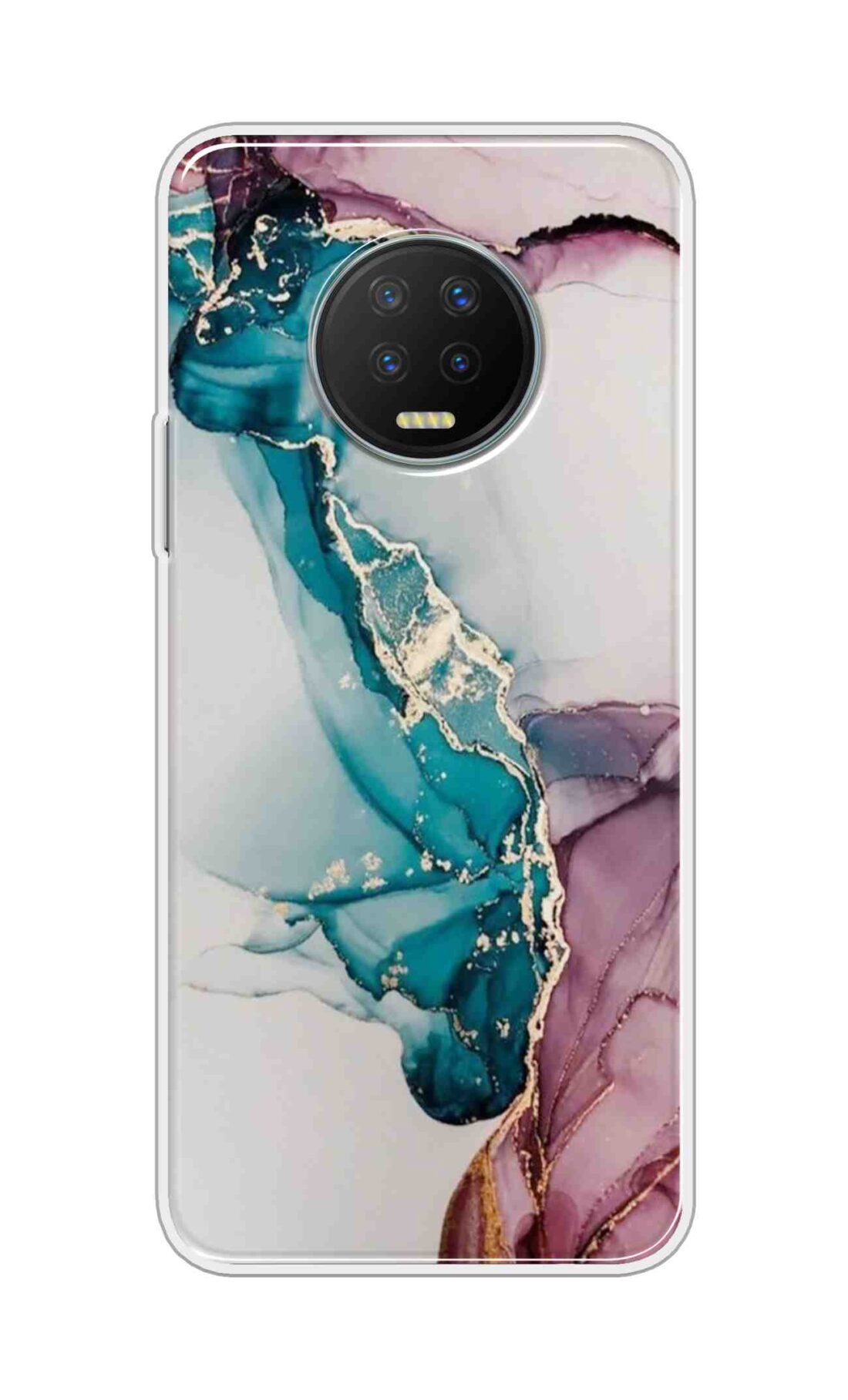 Printed TPU Back Cover For Infinix Note 7 - Cyan Pink Marble Design D13701