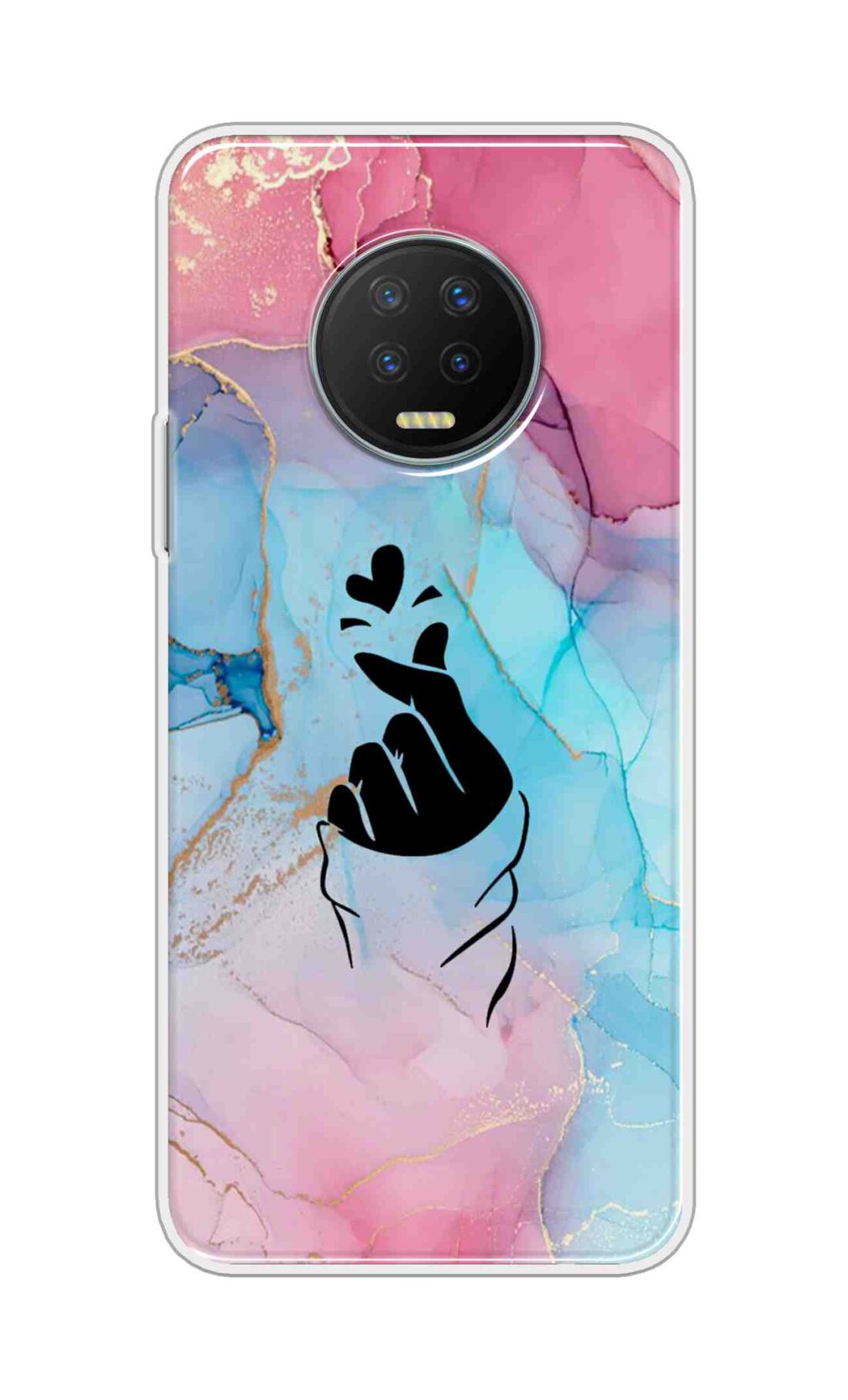 Printed TPU Back Cover For Infinix Note 7 - korean Heart on New Colourful Marble D14910