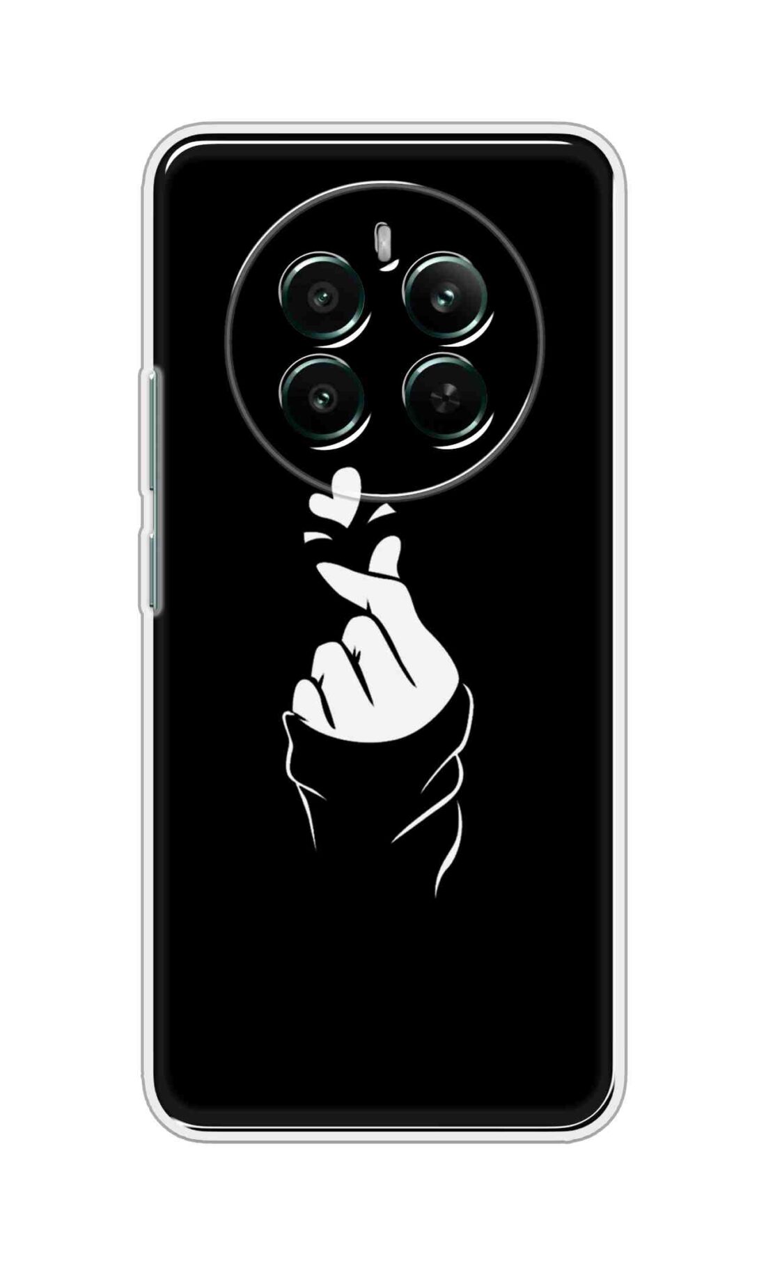 Printed TPU Back Cover For Realme 12 4G - Black Korean Heart Pattern D11802