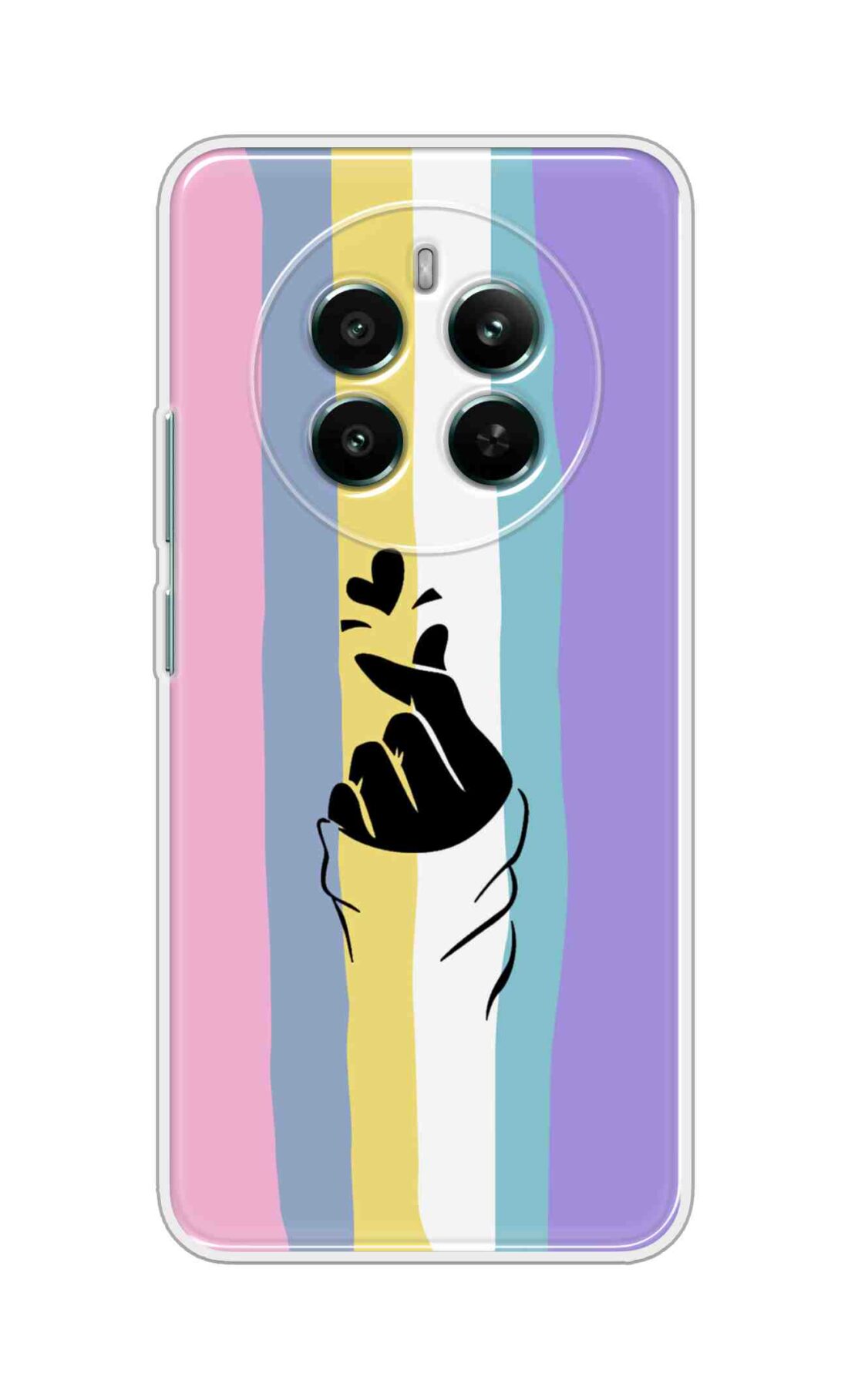 Printed TPU Back Cover For Realme 12 4G - Korean Heart on Light Rainbow D14908