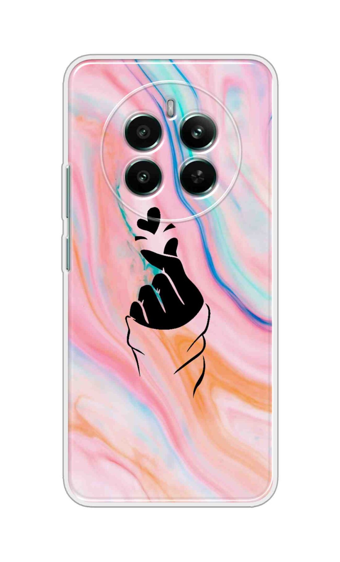 Printed TPU Back Cover For Realme 12 Pro 5G - Pink Marble Korean Heart D11896