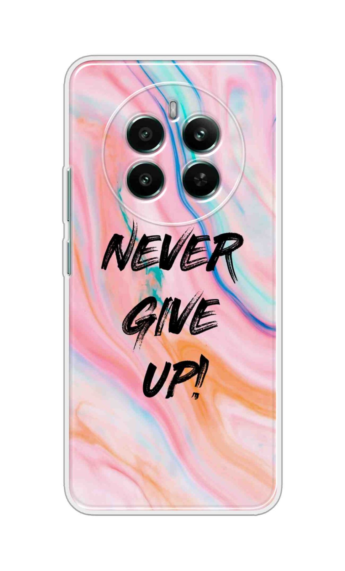 Printed TPU Back Cover For Realme 13 4G - Quote Never Give Pink Marble D11925