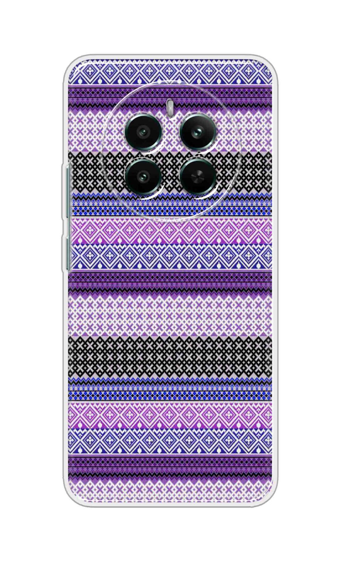 Printed TPU Back Cover For Realme 13 4G - Aesthetic Tribal Purple Stripes Pattern D13733