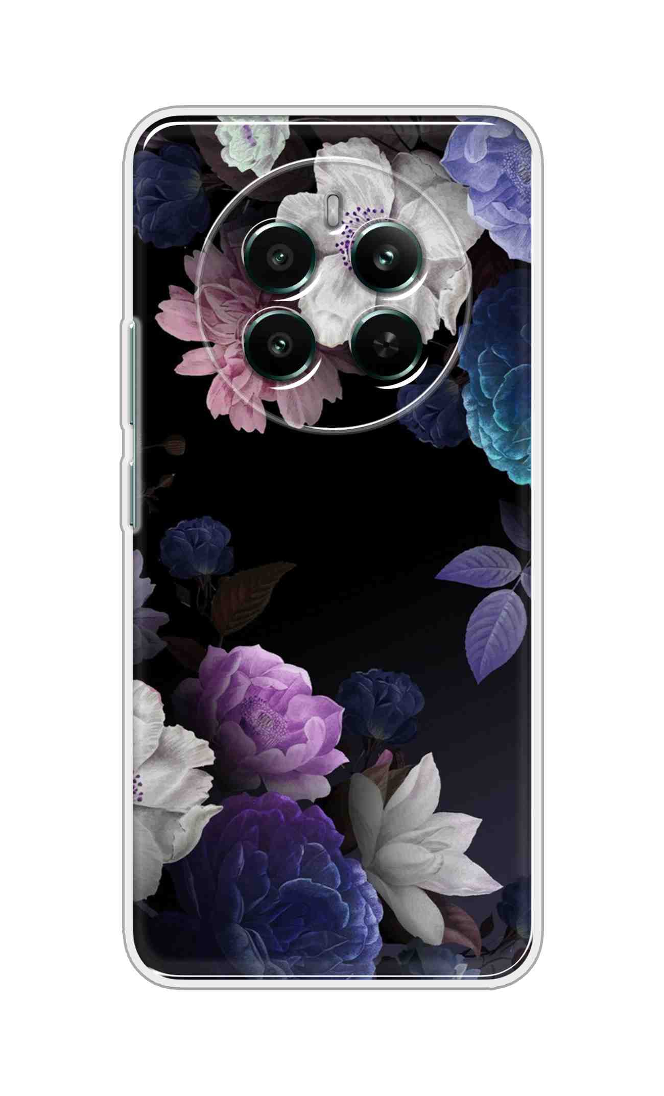 Printed TPU Back Cover For Realme 13 4G - Multi Flowers on Black D16262