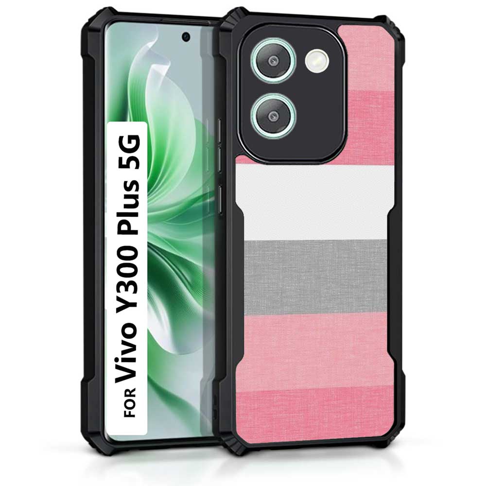 Coberta Back Cover For Vivo Y300 Plus 5G Back Cover Case - Pink grey and white stripes PT99 D11343